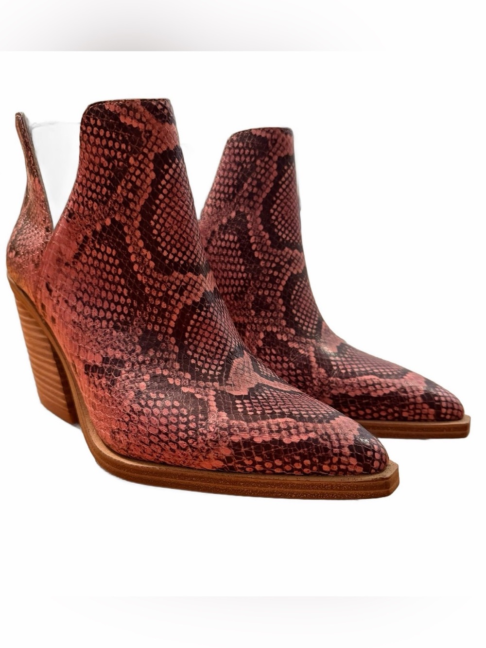 Vince Camuto Rose Snake-Print Pointed Ankle Booties